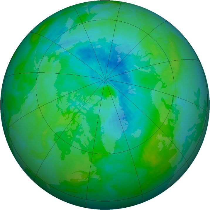 Arctic ozone map for 21 August 2000